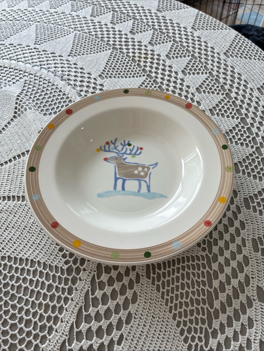Christmas winter reindeer bowls “. HOME”. 8” D.    Soup,salad,pasta (4)